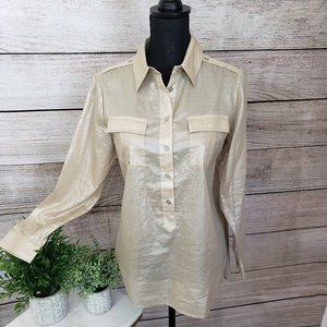 CHICO'S SHIMMERING GOLD-BEIGE TUNIC - SIZE 0